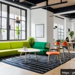 Home 18 협력적 창의성을 위한 환경 조성하기 - A bright, modern coworking space designed for creative teamwork in a Brazilian urban setting, featur...